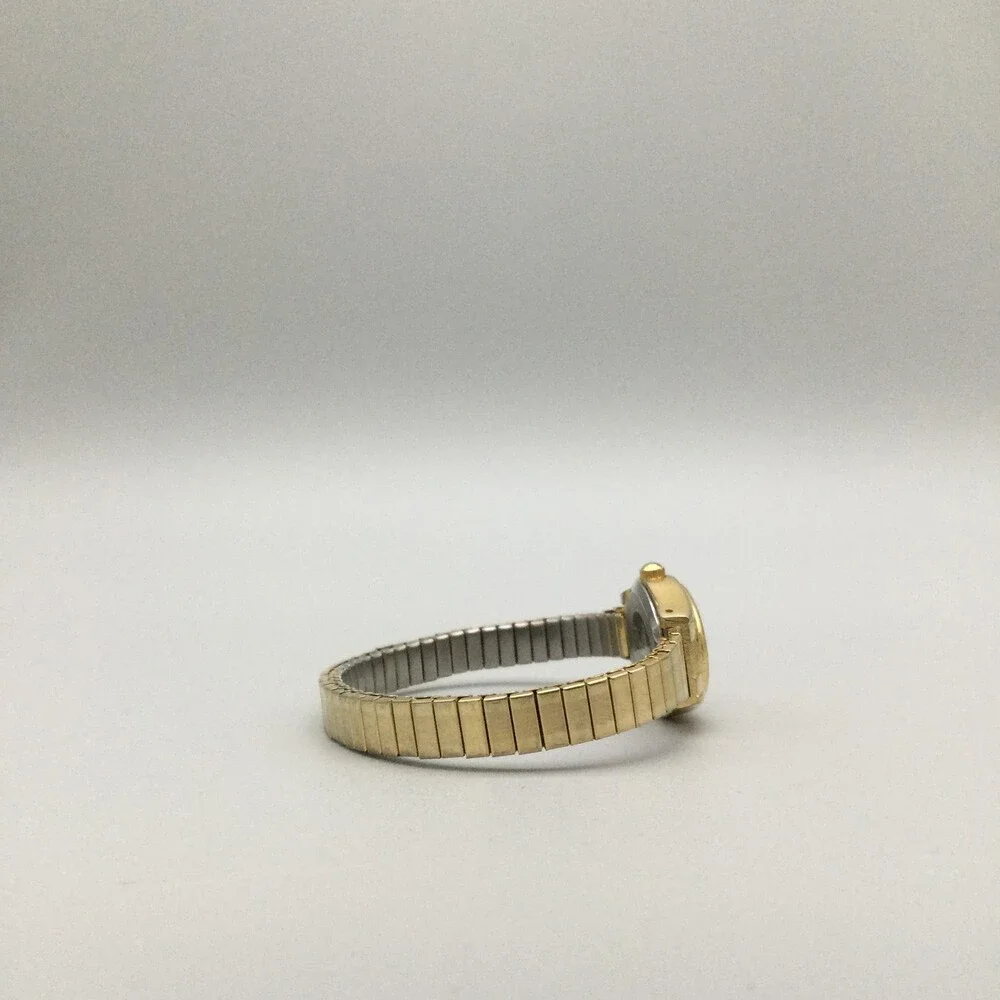 Watch-It Womens Watch 19mm White Dial Gold Tone Stretch Band New Battery